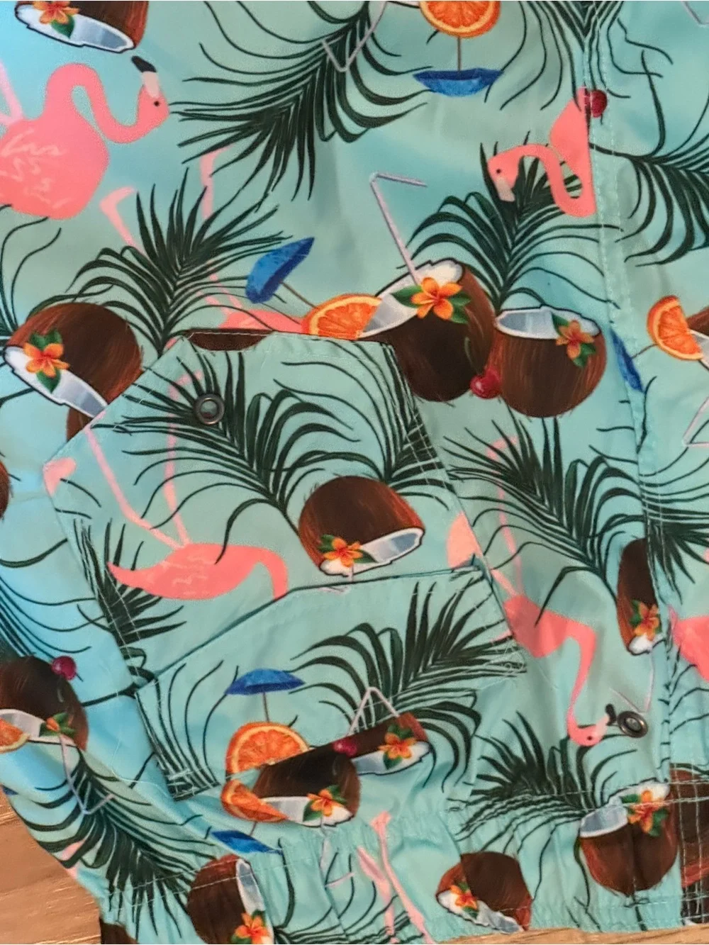 Charleston Threads Flamingo Coconut Swim Trunks Men’s Large